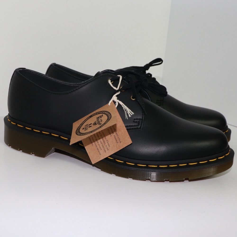 NWT Dr Martens 1461 Black Vegan Leather 3 eye Oxford 14